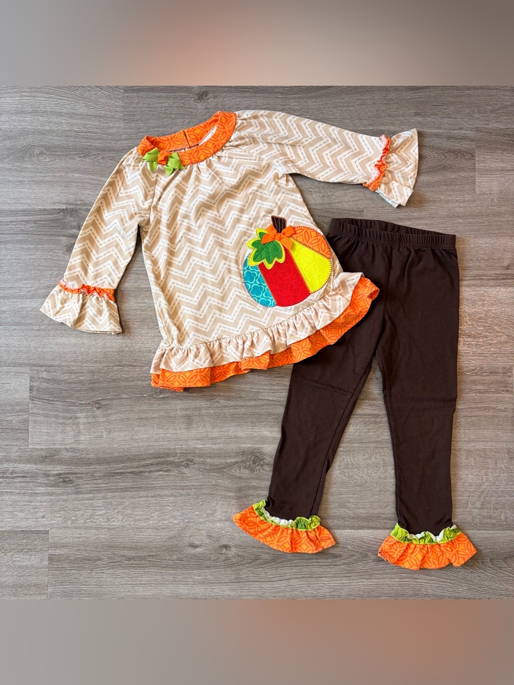 Emily Rose little girls fall pumpkin matching set